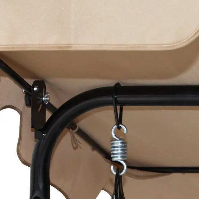 Alt view image 5 of 6 - Costway 3 Person Outdoor Patio Swing Canopy Awning Yard Furniture Hammock Steel Beige