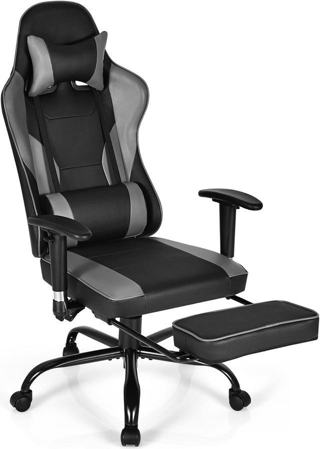 Goplus Massage Gaming Chair Reclining Swivel Racing Office Chair with  Footrest White 