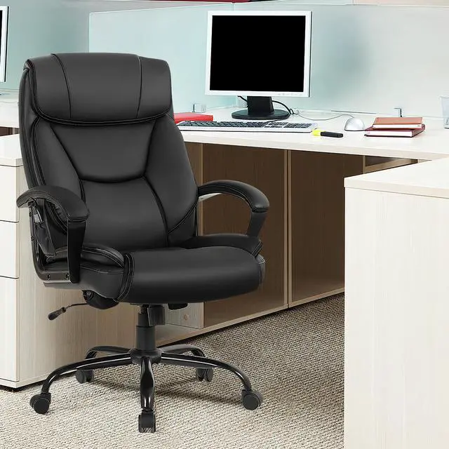 Alt view image 4 of 7 - Costway Big & Tall 500lb Massage Office Chair Executive PU Leather Computer Desk Chair
