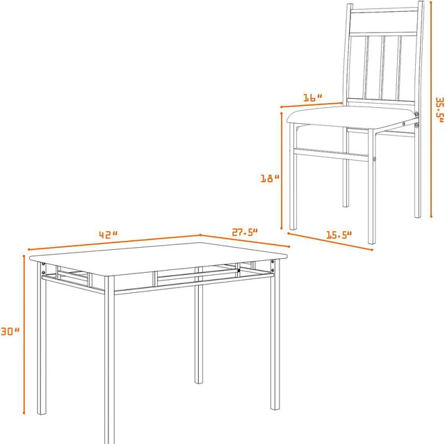 Costway 5 Piece Dining Set Faux Marble Top Table 30'' and 4 Padded Seat ...