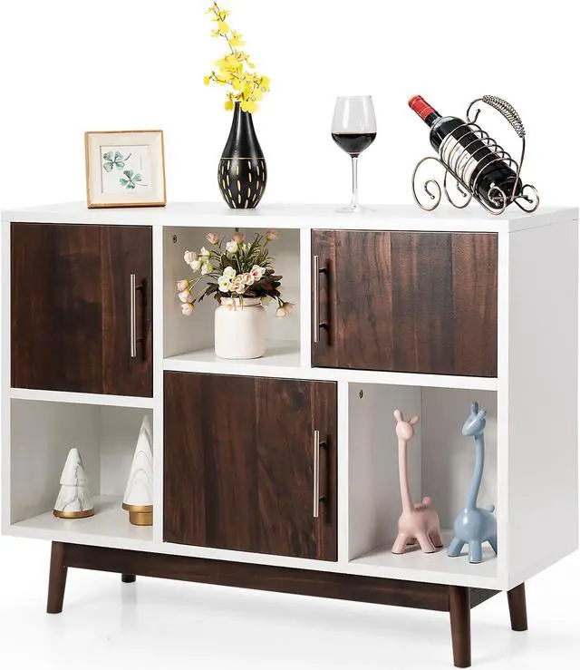 Main image of Costway Wood Display Storage Cabinet Console Table TV Stand Multipurpose w/ Door & Shelf