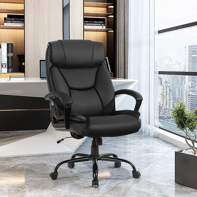 Alt view image 2 of 7 - Costway Big & Tall 500lb Massage Office Chair Executive PU Leather Computer Desk Chair