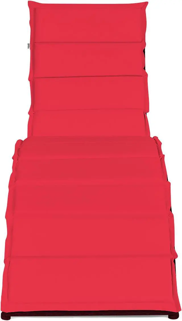 Alt view image 7 of 7 - Costway Folding Patio Rattan Lounge Chair Chaise Cushioned Portable Garden Lawn Red