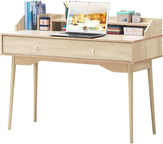 Main image of Costway Computer Desk Home Office Writing Desk Study Workstation w/Hutch &Drawer Natural