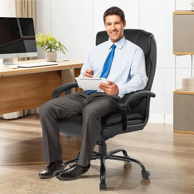 Alt view image 5 of 7 - Costway Big & Tall 500lb Massage Office Chair Executive PU Leather Computer Desk Chair