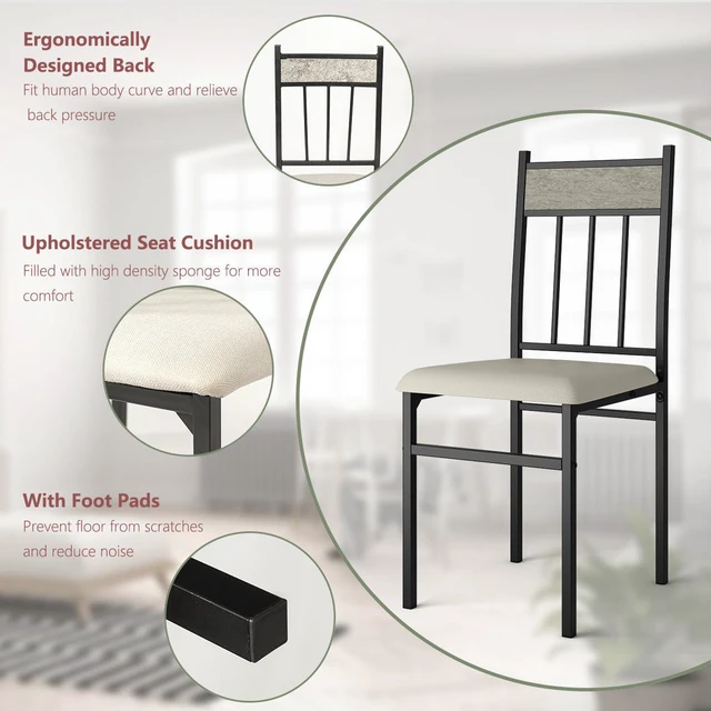Costway 5 Piece Dining Set Faux Marble Top Table 30'' and 4 Padded Seat ...