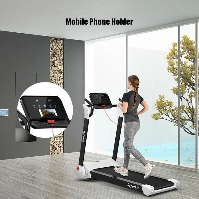 Alt view image 3 of 7 - SuperFit 2.25HP Folding Electric Motorized Treadmill With Speaker White