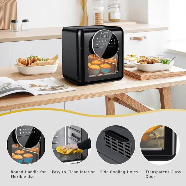 Alt view image 4 of 7 - Costway 8-in-1 Air Fryer 10.6QT Digital Toaster Oven Rotisserie w/ Accessories