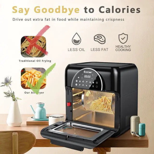 Alt view image 7 of 7 - Costway 8-in-1 Air Fryer 10.6QT Digital Toaster Oven Rotisserie w/ Accessories