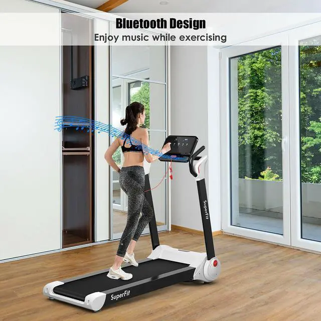 Alt view image 4 of 7 - SuperFit 2.25HP Folding Electric Motorized Treadmill With Speaker White