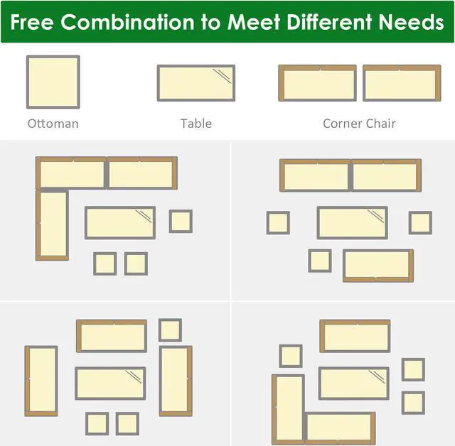 Alt view image 7 of 7 - Costway 7 PCS Patio Rattan Dining Set Sectional Sofa Couch Ottoman Garden White