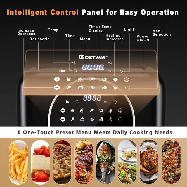 Alt view image 6 of 7 - Costway 8-in-1 Air Fryer 10.6QT Digital Toaster Oven Rotisserie w/ Accessories