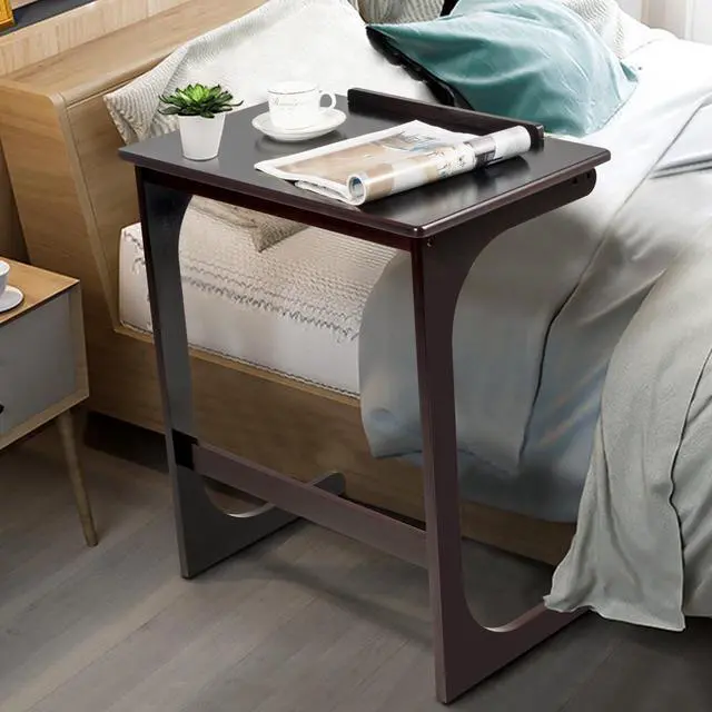 Alt view image 6 of 7 - Costway Adjustable TV Tray C-Shape Sofa Couch End Table Laptop Desk W/Tilting Top Bamboo