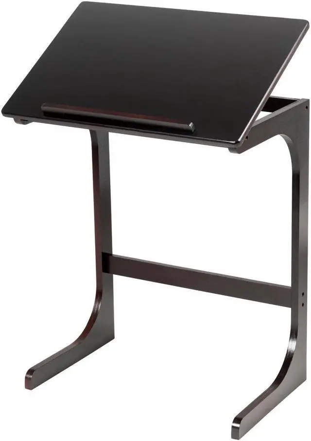 Main image of Costway Adjustable TV Tray C-Shape Sofa Couch End Table Laptop Desk W/Tilting Top Bamboo