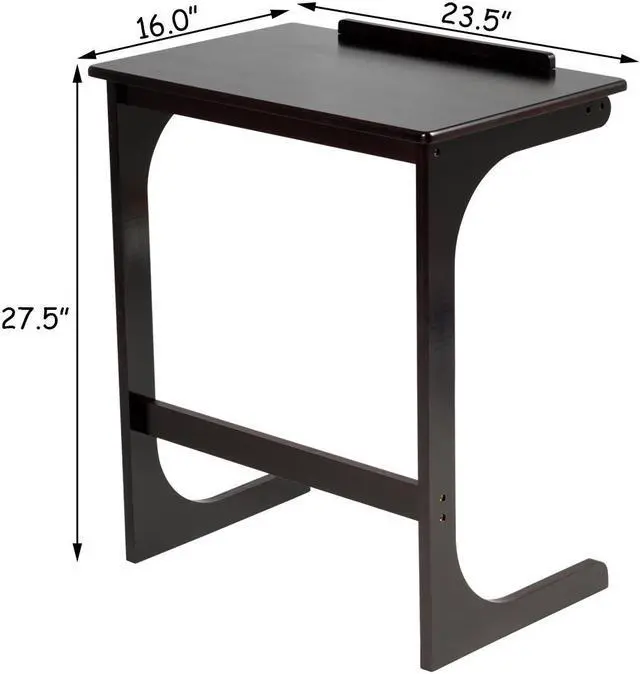 Alt view image 2 of 7 - Costway Adjustable TV Tray C-Shape Sofa Couch End Table Laptop Desk W/Tilting Top Bamboo