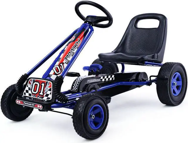 Main image of Costway 4 Wheels Kids Ride On Pedal Powered Bike Go Kart Racer Car Outdoor Play Toy Blue