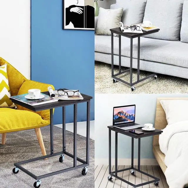 Alt view image 7 of 7 - Costway Laptop Holder Sofa Side End MobileTable Multiple Stand Desk Notebook Beside Grey