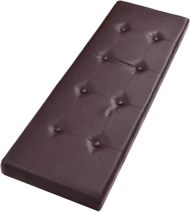 Alt view image 7 of 7 - Costway 45''x15''x15'' Large Folding Storage Faux Leather Ottoman Pouffe Box Stool Brown
