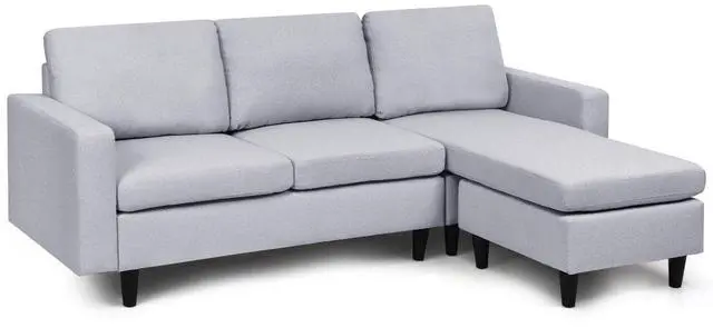Main image of Costway Convertible Sectional Sofa Couch Fabric L-Shaped Couch w/Reversible Chaise Gray