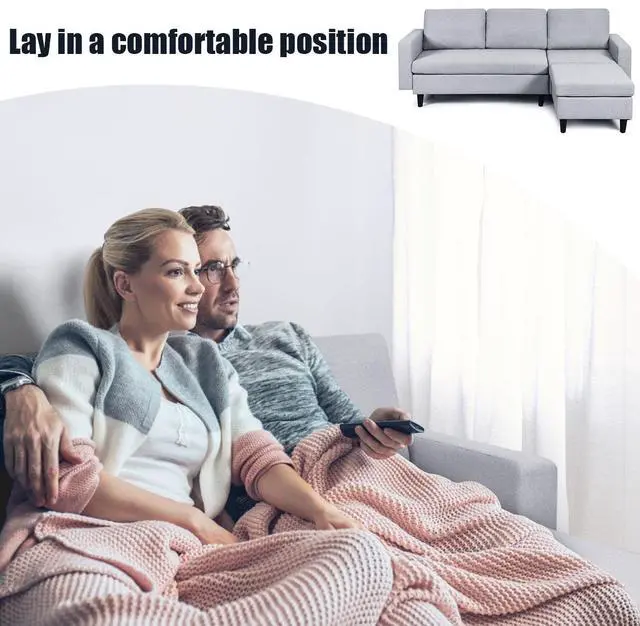 Alt view image 5 of 6 - Costway Convertible Sectional Sofa Couch Fabric L-Shaped Couch w/Reversible Chaise Gray