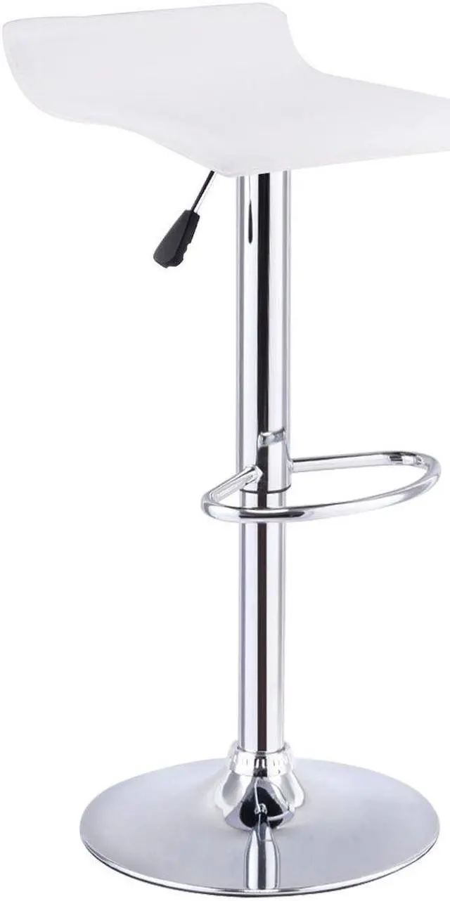 Alt view image 4 of 7 - Costway Set of 2 Swivel Bar Stool Adjustable PU Leather Backless Dining Chair White