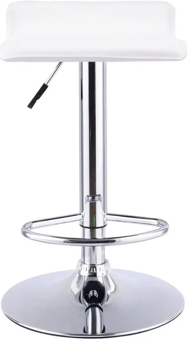 Alt view image 2 of 7 - Costway Set of 2 Swivel Bar Stool Adjustable PU Leather Backless Dining Chair White