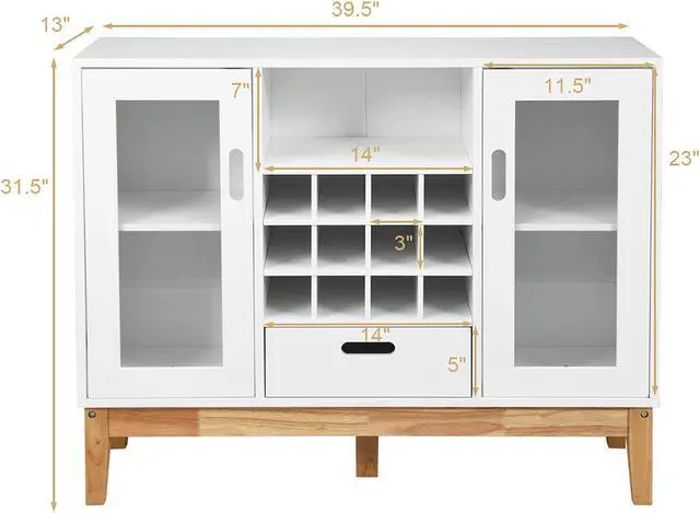 Alt view image 3 of 7 - Costway Wood  Storage Cabinet w/ Rack & Drawer