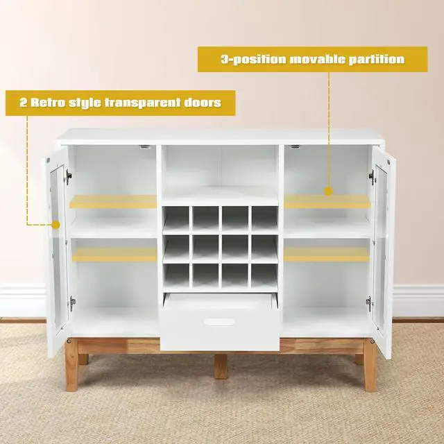 Alt view image 7 of 7 - Costway Wood  Storage Cabinet w/ Rack & Drawer