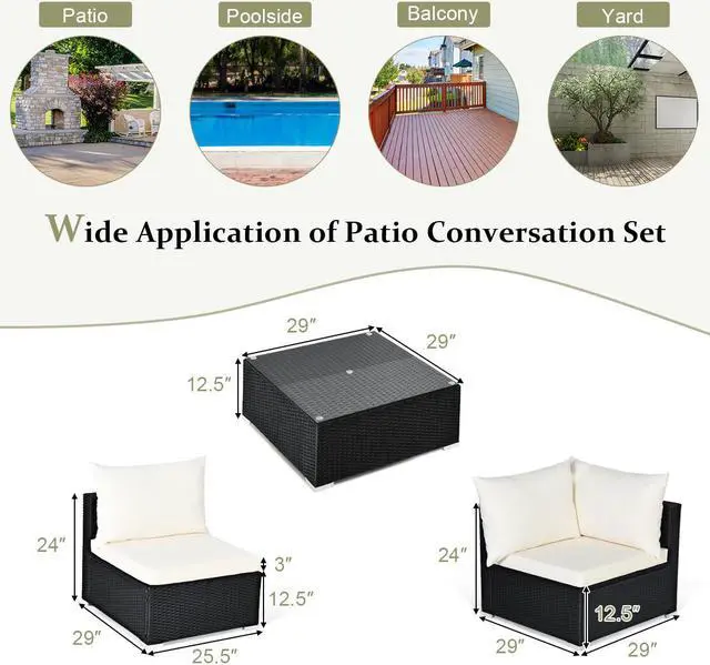 Alt view image 2 of 6 - Costway 7PCS Patio Rattan Sofa Set Sectional Conversation Furniture Set Garden Beige