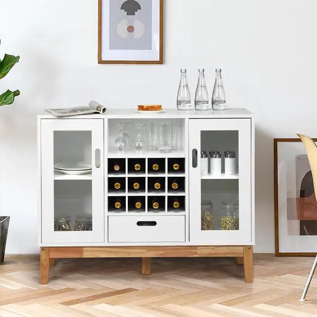Alt view image 4 of 7 - Costway Wood  Storage Cabinet w/ Rack & Drawer