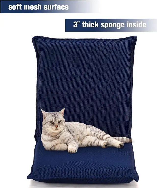 Alt view image 6 of 7 - Adjustable 6-Position Floor Chair Folding Lazy Man Sofa Chair Multiangle Navy
