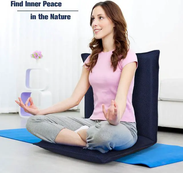 Alt view image 4 of 7 - Adjustable 6-Position Floor Chair Folding Lazy Man Sofa Chair Multiangle Navy