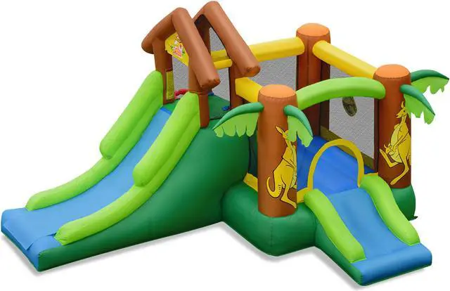 Main image of Costway Kids Inflatable Jungle Bounce House  Dual Slide Jumping Castle Bouncer