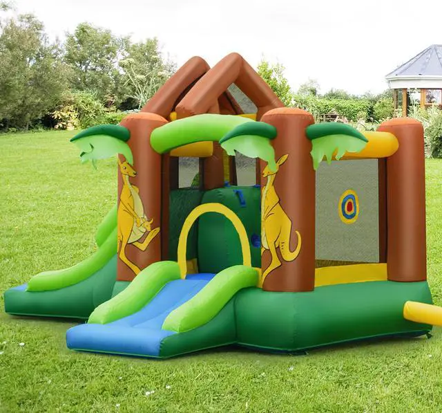 Alt view image 5 of 11 - Costway Kids Inflatable Jungle Bounce House  Dual Slide Jumping Castle Bouncer