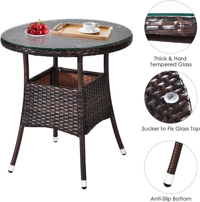 Alt view image 7 of 7 - Costway 4PCS Outdoor Patio Rattan Furniture Set Cushioned Sofa Table Turquoise