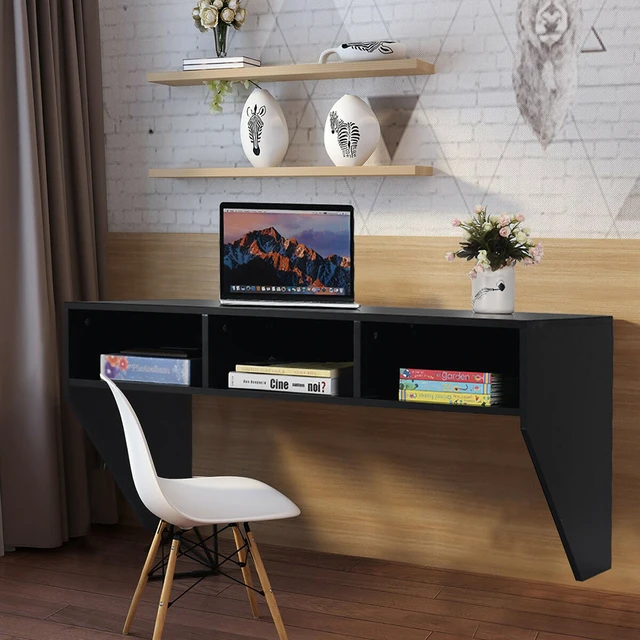 Floating Table Pc Case Costway Wall Mounted Floating Computer Table Sturdy Desk Home Office ...