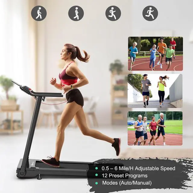Alt view image 7 of 7 - Goplus Folding Treadmill Walking Running Machine W/Touch Screen Home Gym Office
