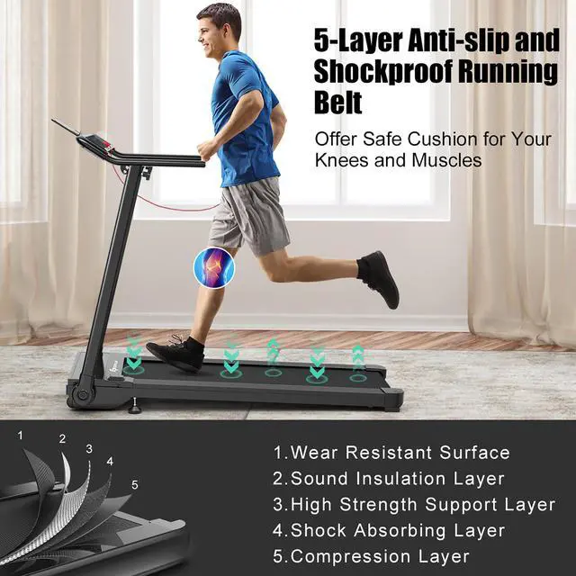 Alt view image 4 of 7 - Goplus Folding Treadmill Walking Running Machine W/Touch Screen Home Gym Office