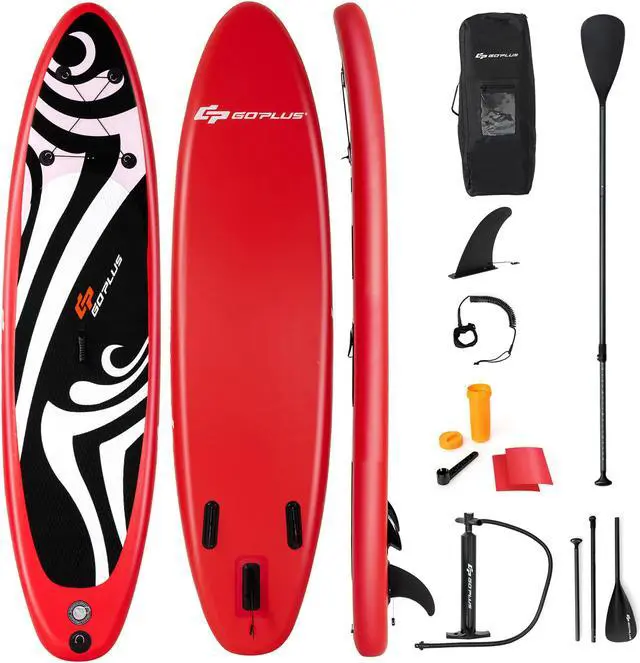 Main image of Goplus 11' Inflatable Stand Up Paddle Board Surfboard W/Bag Aluminum Paddle Pump Red