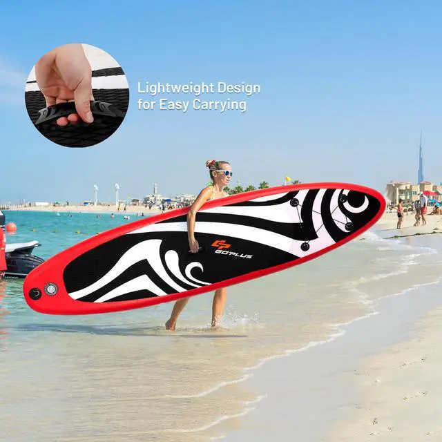 Alt view image 3 of 7 - Goplus 11' Inflatable Stand Up Paddle Board Surfboard W/Bag Aluminum Paddle Pump Red