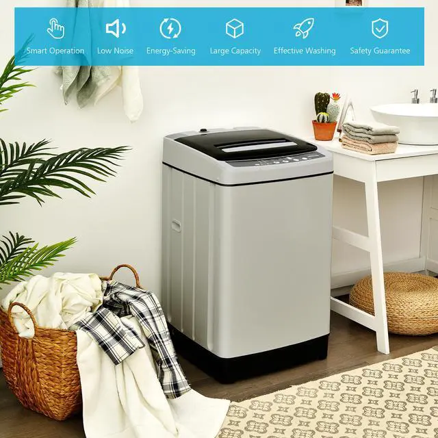 Alt view image 3 of 7 - Costway Full-Automatic Washing Machine 1.5 Cu.Ft 11 LBS Washer & Dryer Grey