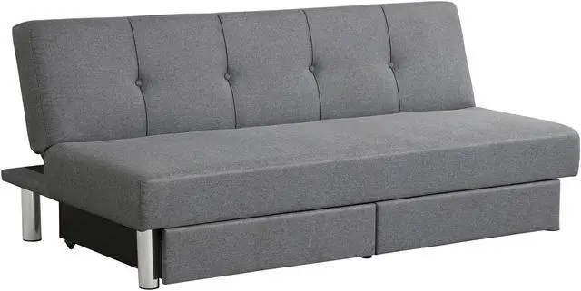 Main image of Costway Convertible Futon Sofa Bed Adjustable Couch Sleeper w/ Two Drawers Grey