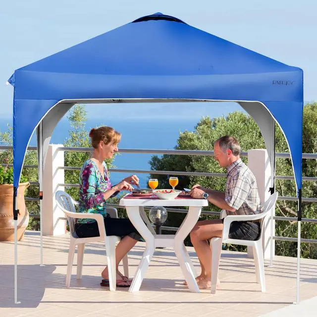 Alt view image 2 of 7 - 10x10 FT Outdoor Pop Up Tent Canopy Height Adjustable Sun Shelter W/ Roller Bag