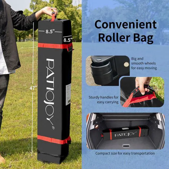 Alt view image 5 of 7 - 10x10 FT Outdoor Pop Up Tent Canopy Height Adjustable Sun Shelter W/ Roller Bag