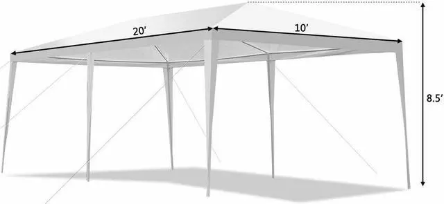 Alt view image 3 of 7 - Costway 10'x20' Canopy Tent Heavy Duty Wedding Party Tent 4 Sidewalls W/Carry Bag