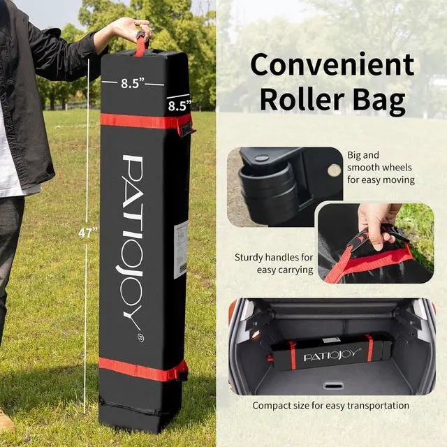 Alt view image 4 of 7 - 10x10 FT Outdoor Pop Up Tent Canopy Height Adjustable Sun Shelter W/ Roller Bag