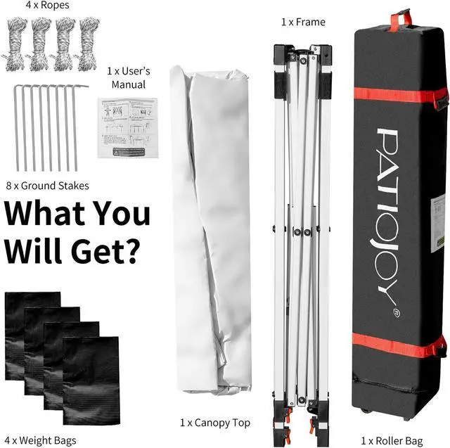 Alt view image 7 of 7 - 10x10 FT Outdoor Pop Up Tent Canopy Height Adjustable Sun Shelter W/ Roller Bag