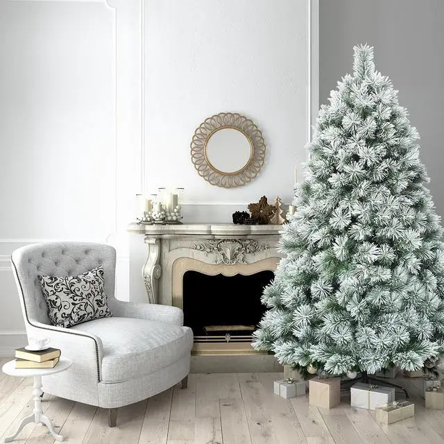 Alt view image 4 of 7 - Costway 6 ft Premium Hinged Artificial Christmas Tree Snowy Pine Needles with 586 Branches