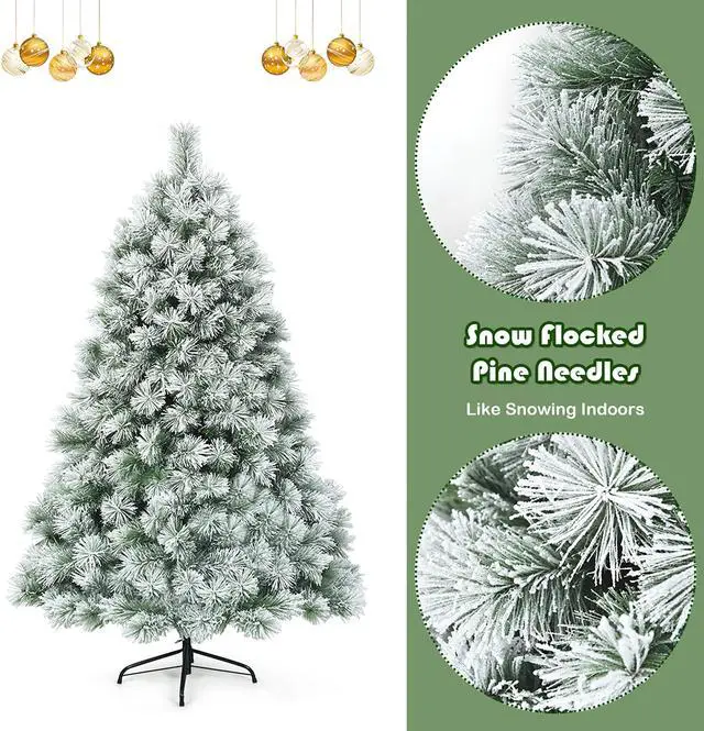 Alt view image 7 of 7 - Costway 6 ft Premium Hinged Artificial Christmas Tree Snowy Pine Needles with 586 Branches