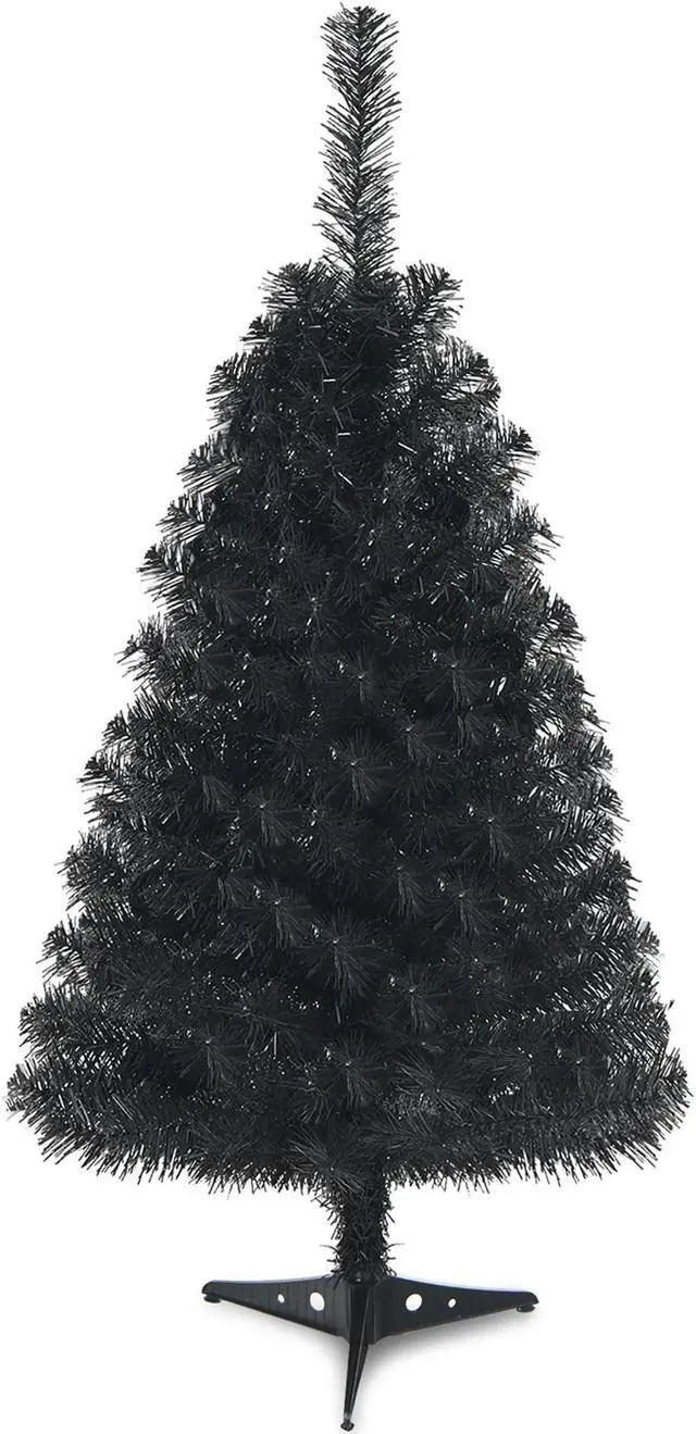 Alt view image 2 of 7 - Costway 3ft Unlit Artificial Christmas Halloween Mini Tree with Plastic Stand Black